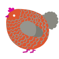 A vermilion and ash chicken with a lace pattern
