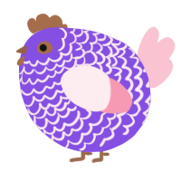 A blurple and rose chicken with a lace pattern