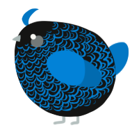 A black and sapphire chicken with a double-lace pattern