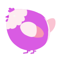 A orchid and rose chicken with a head pattern