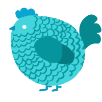 A aqua and teal chicken with a lace pattern