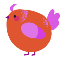 A vermilion and orchid chicken with a neck-band pattern