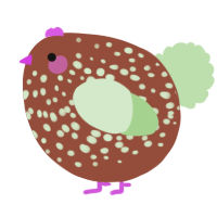 A russet and gluppy chicken with a speckle pattern