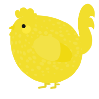 A yellow chicken with a speckle pattern