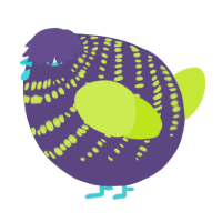 A overcast and lime chicken with a bar pattern