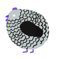 A silver and black chicken with a lace pattern