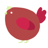 A red and crimson chicken