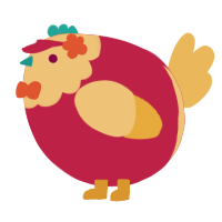 A crimson and honey chicken with a head pattern