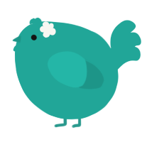 A turquoise chicken