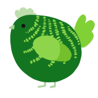 A leaf and grass chicken with a half-bar pattern