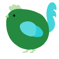 A viridian and aqua chicken