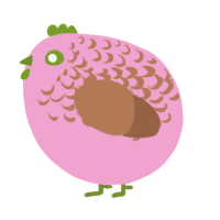 A pink and brown chicken with a half-lace pattern