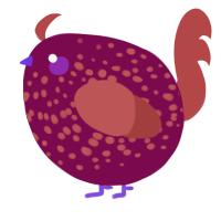 A wine and red chicken with a speckle pattern