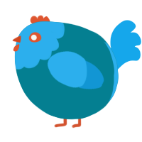 A sea and sky chicken with a head pattern