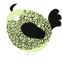 A apple and black chicken with a double-lace pattern