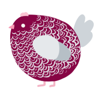 A maroon and mist chicken with a double-lace pattern