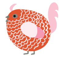 A vermilion and rose chicken with a lace pattern