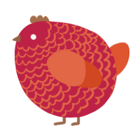 A crimson and vermilion chicken with a lace pattern