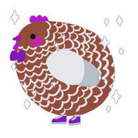 A russet and mist chicken with a lace pattern