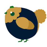 A tumblr and gold chicken with a head pattern