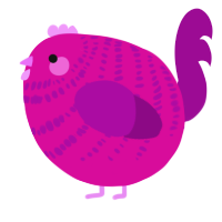 A fuchsia and plum chicken with a bar pattern