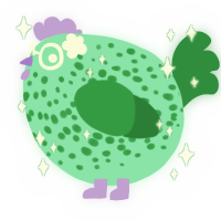 A mint and viridian chicken with a speckle pattern