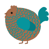 A brown and teal chicken with a lace pattern