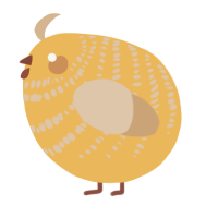 A honey and beige chicken with a bar pattern