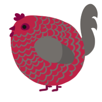 A crimson and grey chicken with a lace pattern