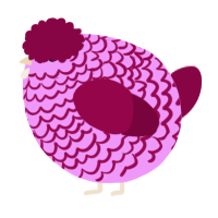 A lavender and maroon chicken with a lace pattern