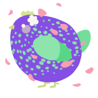 A blurple and spring chicken with a speckle pattern