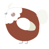 A russet and white chicken with a head pattern