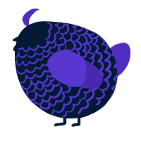 A tumblr and indigo chicken with a lace pattern