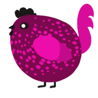 A wine and fuchsia chicken with a speckle pattern