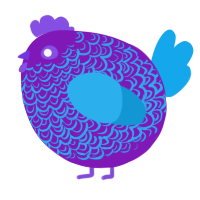 A violet and sky chicken with a double-lace pattern