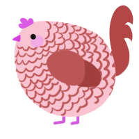 A rose and red chicken with a lace pattern