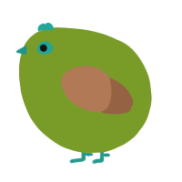A chartreuse and brown chicken