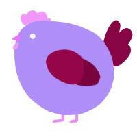 A lilac and maroon chicken