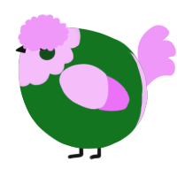 A leaf and lavender chicken with a head pattern