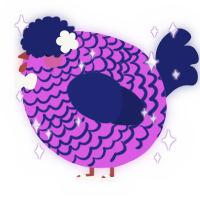 A orchid and navy chicken with a lace pattern