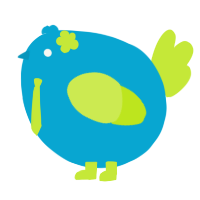 A cerulean and lime chicken