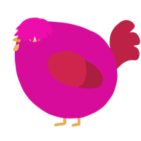 A fuchsia and crimson chicken