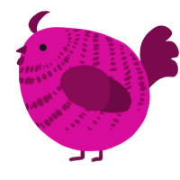 A fuchsia and wine chicken with a bar pattern