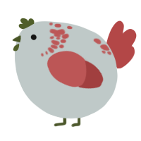 A silver and red chicken with a neck-speckle pattern