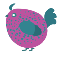 A fuchsia and sea chicken with a speckle pattern