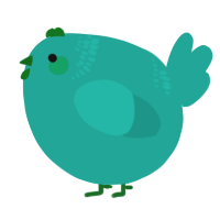 A turquoise chicken with a neck-band pattern