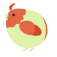 A apple and vermilion chicken with a head pattern