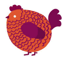A vermilion and wine chicken with a lace pattern