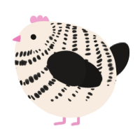 A cream and sable chicken with a bar pattern