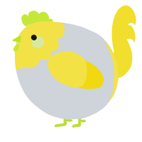 A mist and yellow chicken with a head pattern